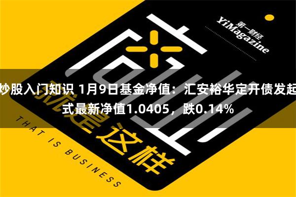 炒股入门知识 1月9日基金净值：汇安裕华定开债发起式最新净值1.0405，跌0.14%