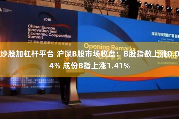 炒股加杠杆平台 沪深B股市场收盘：B股指数上涨0.04% 成份B指上涨1.41%